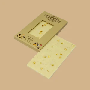 Tablete de Chocolate branco, limão e flor de sal