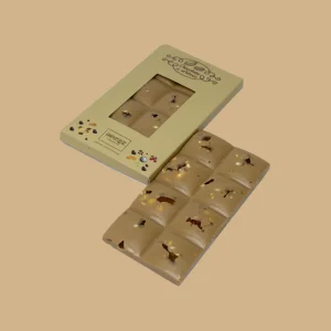 Tablete de Chocolate de caramelo, alperce e pipoca